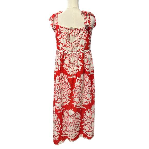 Tuckernuck Juliet Dunn Tie Shoulder Palladio Print Midi Dress - Picture 10 of 11